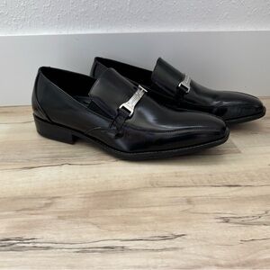 NEW Stacy Adams Black Leather Slip-On Loafers